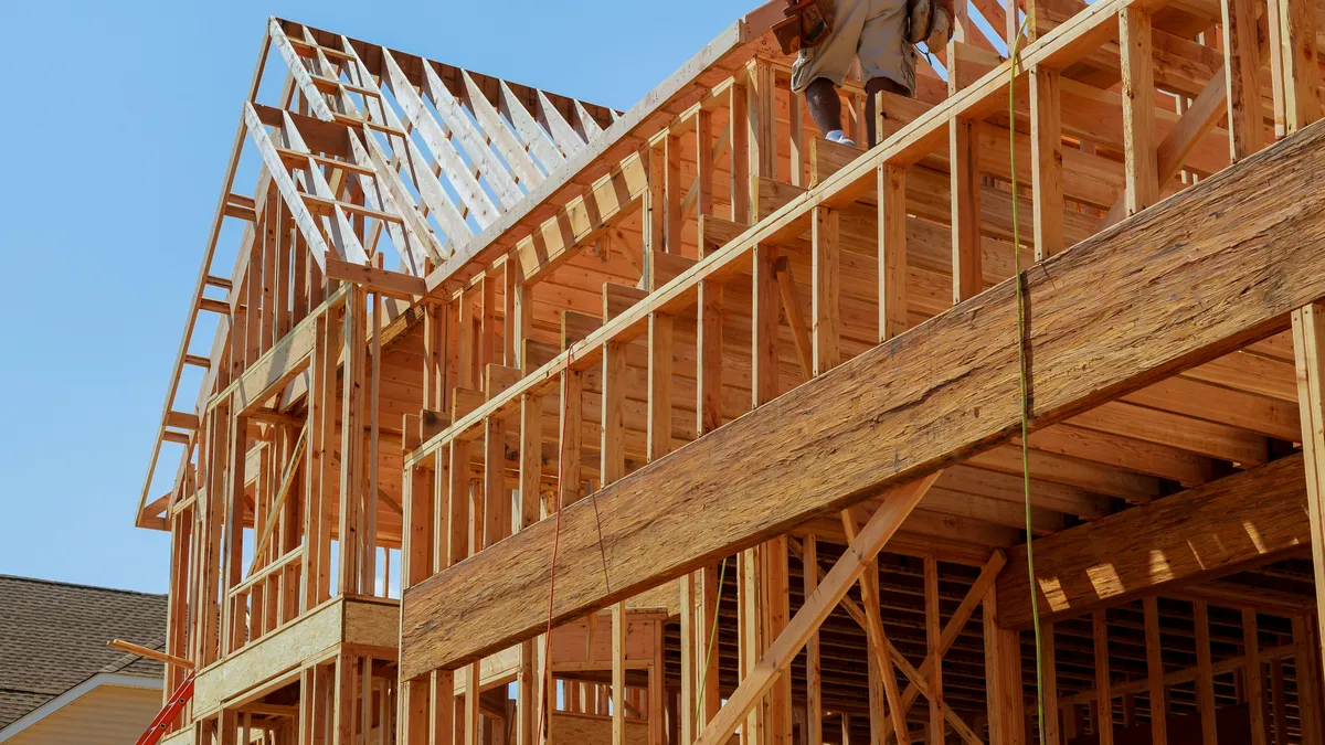 New residential construction showing roof framing and eave structure in Utah County